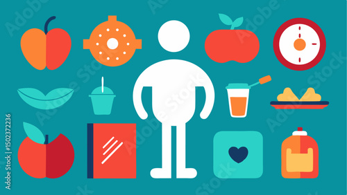 Icons for weight loss and fitness goals in a clean stroke style ideal for use in health apps diet tracking platforms and wellness brand graphics