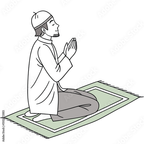 Devout Muslim Man Engaged in Prayer and Worship