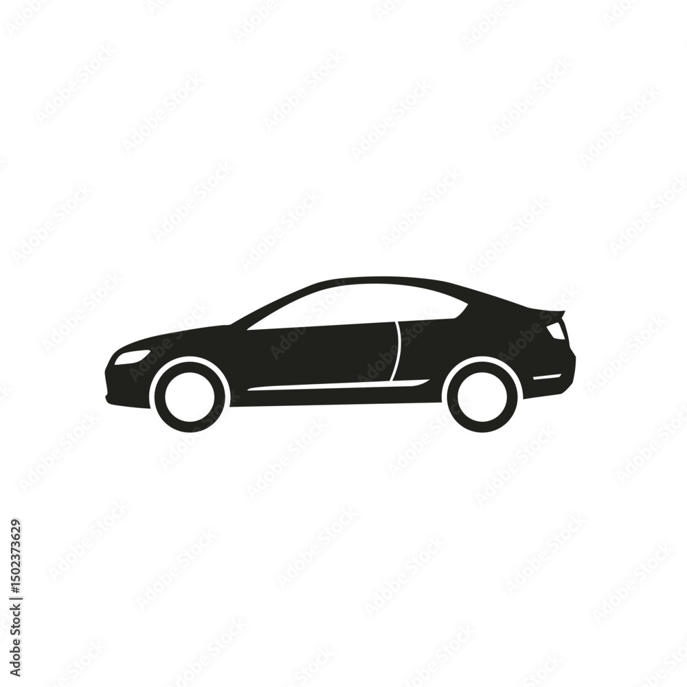 Sleek Sports Car in Motion - Black and White Vector Illustration Sleek Sports Car in Motion - Black and White Vector Illustration