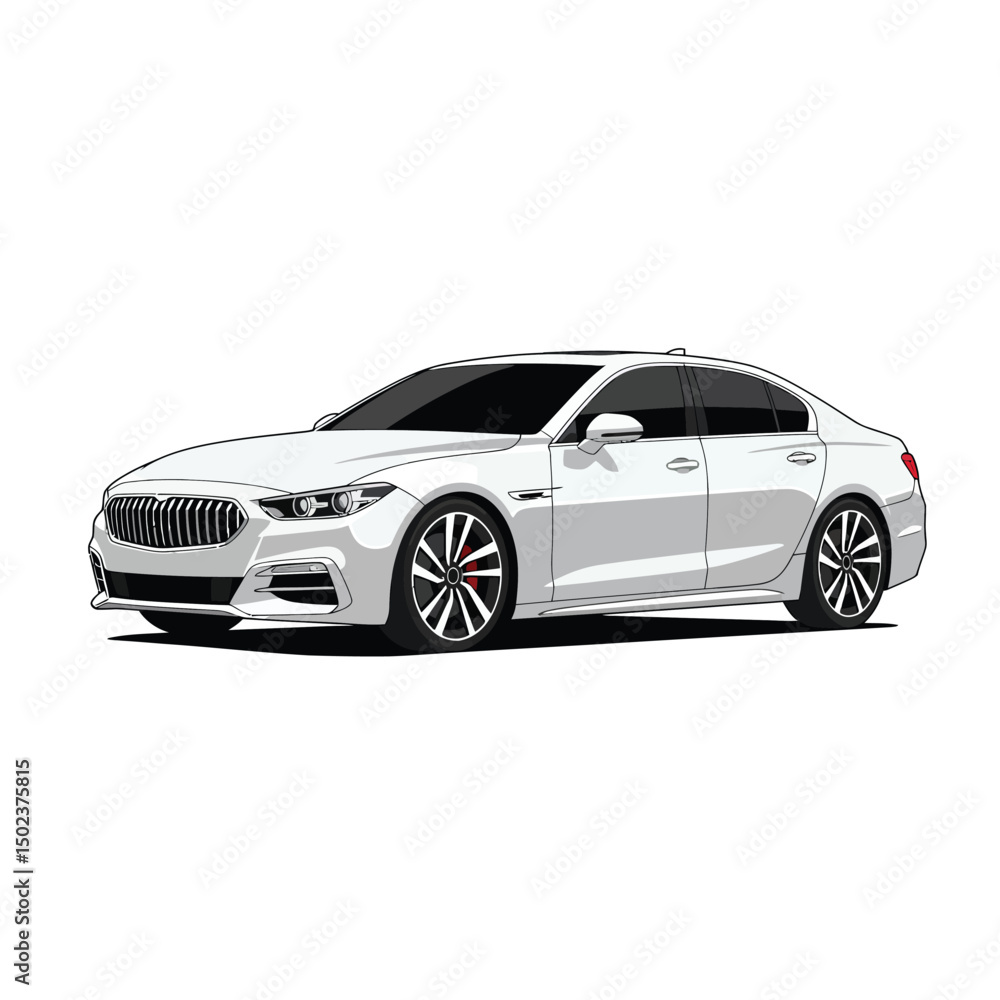 Fototapeta premium White Sedan Car Illustration
