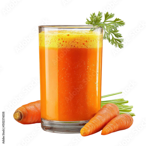 Fresh carrot juice in glass healthy drink vegetable juice carrot juice recipe on transparent background