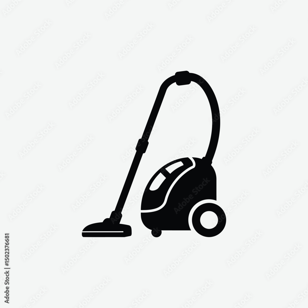 Minimalist Vacuum Cleaner Silhouette Vector – Flat 2D Black Icon on White Background Minimalist Vacuum Cleaner Silhouette Vector – Flat 2D Black Icon on White Background