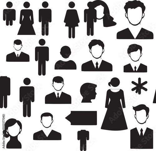 Man and Woman icon set collection with diverse directional markers on white background