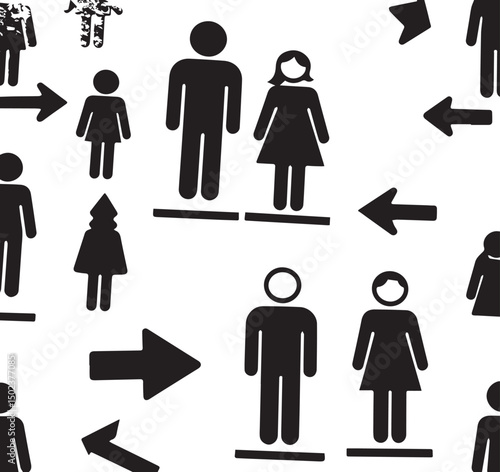 Man and Woman icon set collection with diverse directional markers on white background