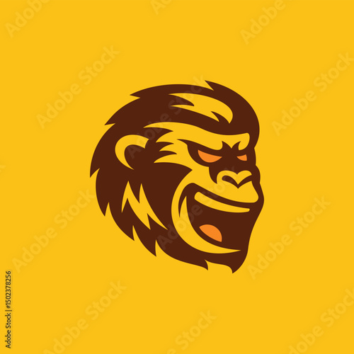 an ape smiling with a mischievous face logo