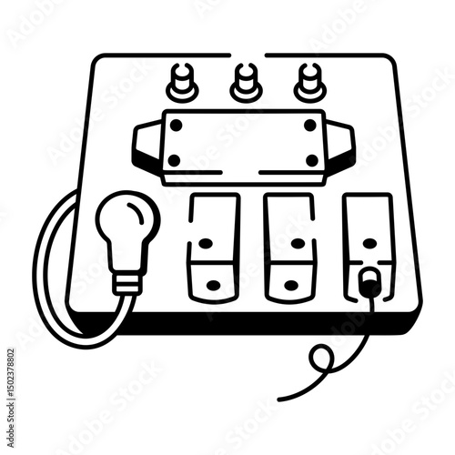 A doodle style icon of pedalboard
