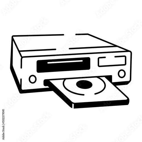 A doodle style icon of cd player