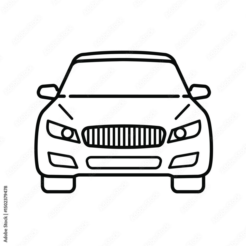 Front View of a Modern Car Illustration Front View of a Modern Car Illustration