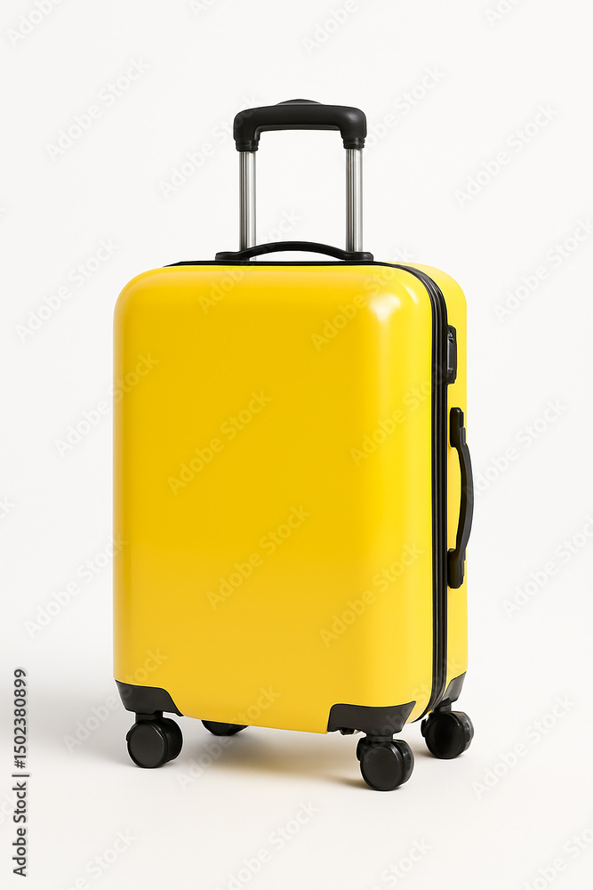 Bright yellow carry on suitcase isolated on white background Bright yellow carry on suitcase isolated on white background