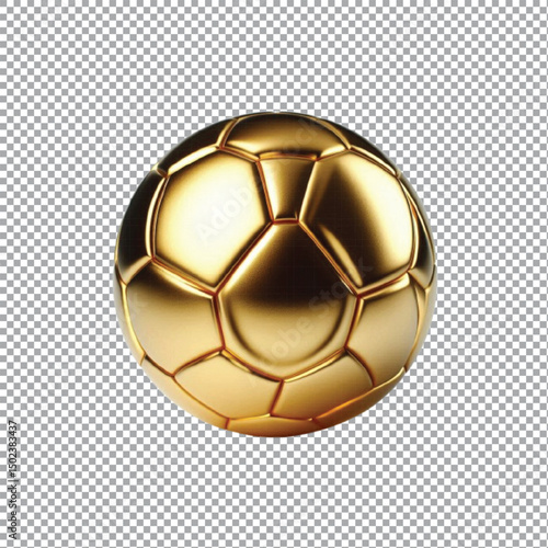 A 3D golden ball isolated on transparent background.