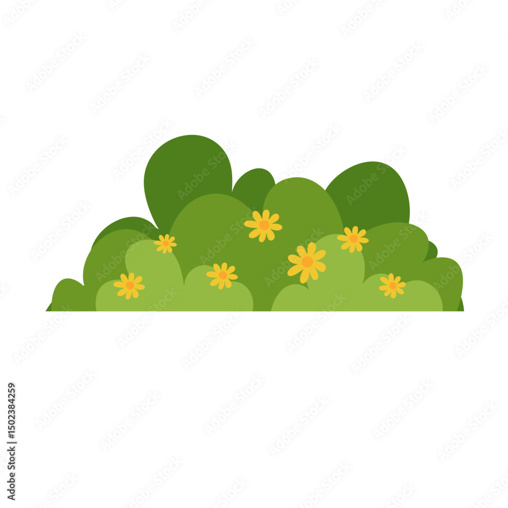 Obraz premium Green grass with flowers vector illustration 
