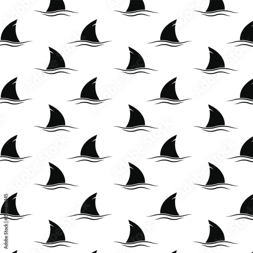 Seamless shark fin pattern vector background design template
