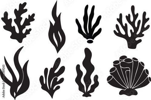  Organic Ocean Elements Underwater Doodles and Matisse Inspired Shapes