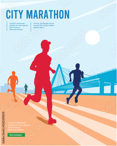 Great elegant vector editable marathon poster background design for your marathon championship event