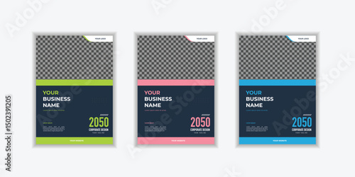 Set Corporate Book Cover Design Template in A4. Can be adapt to Brochure, Annual Report, Magazine,Poster, Business Presentation, Portfolio, Flyer, Banner