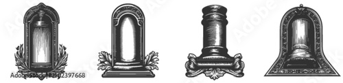 Elegant Engravings of Decorative Frames and Architecture Elements