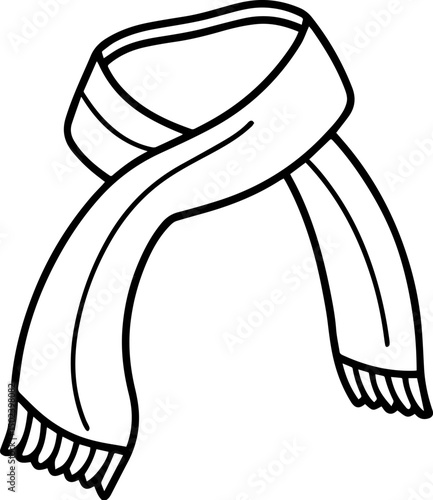 scarf outline vector illustration, coloring book page line art