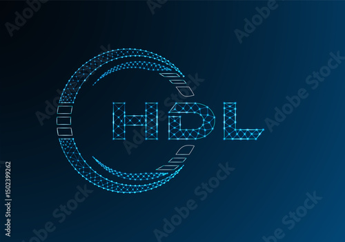 HDL low poly letter logo vector design. HDL lower poly logo design.