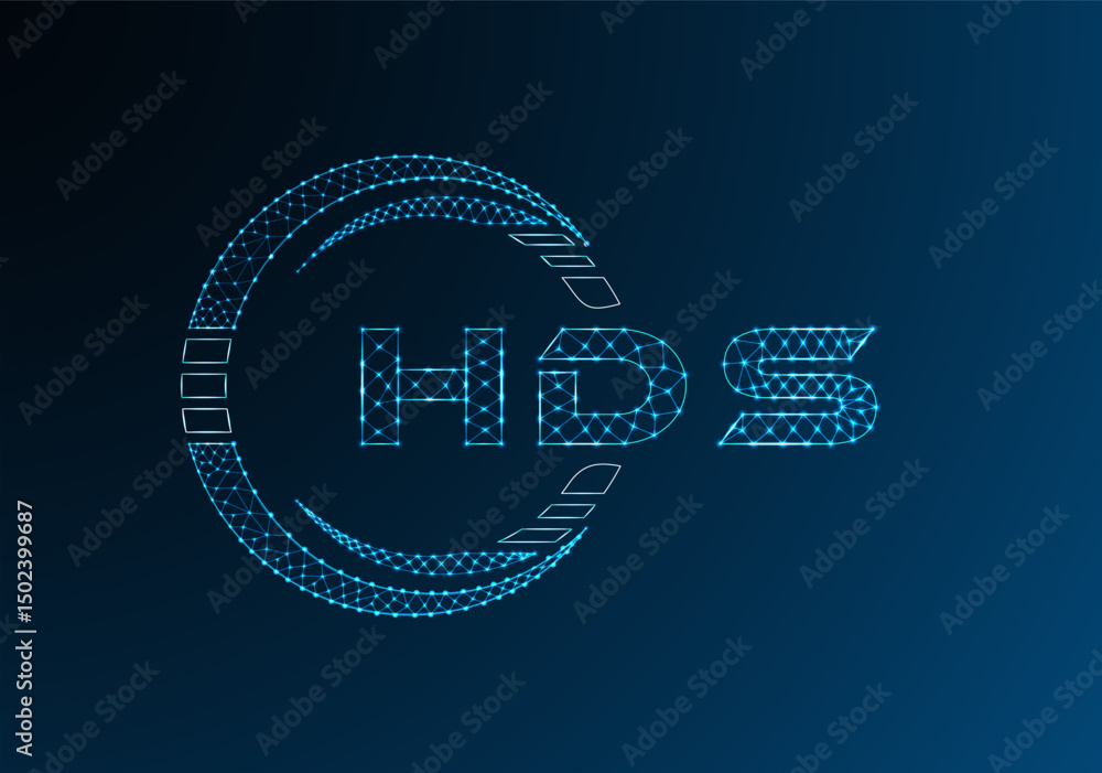 Naklejka premium HDS low poly letter logo vector design. HDS lower poly logo design.