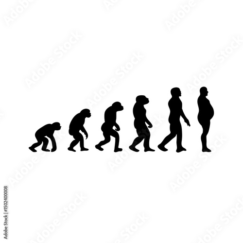 Human evolution silhouette concept. Darwin theory cartoon vector illustration