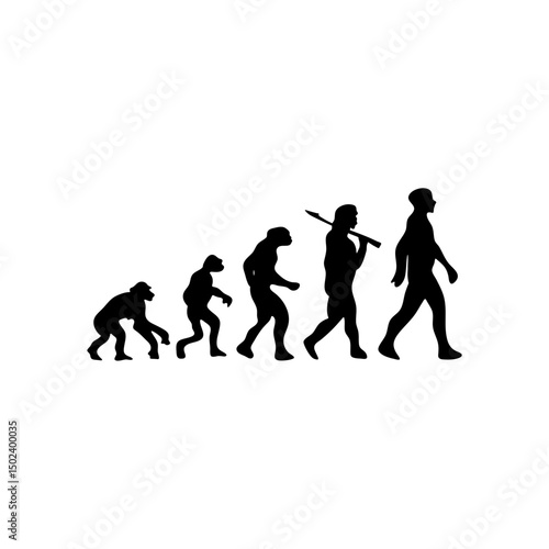 Human evolution silhouette concept. Darwin theory cartoon vector illustration