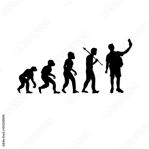 Human evolution silhouette concept. Darwin theory cartoon vector illustration