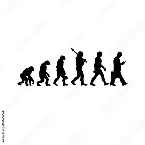 Human evolution silhouette concept. Darwin theory cartoon vector illustration