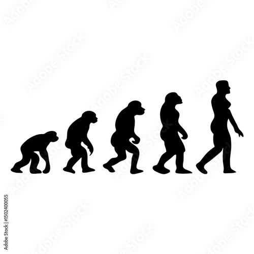 Human evolution silhouette concept. Darwin theory cartoon vector illustration