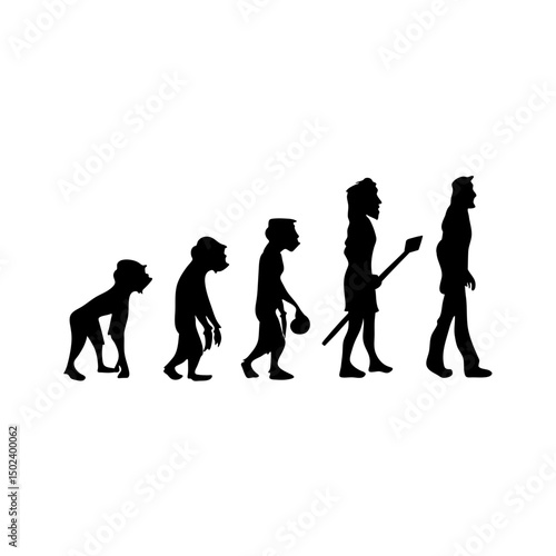 Human evolution silhouette concept. Darwin theory cartoon vector illustration