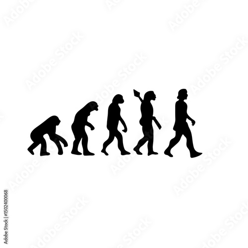 Human evolution silhouette concept. Darwin theory cartoon vector illustration