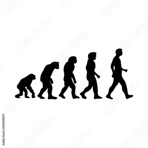 Human evolution silhouette concept. Darwin theory cartoon vector illustration