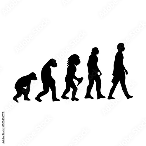 Human evolution silhouette concept. Darwin theory cartoon vector illustration