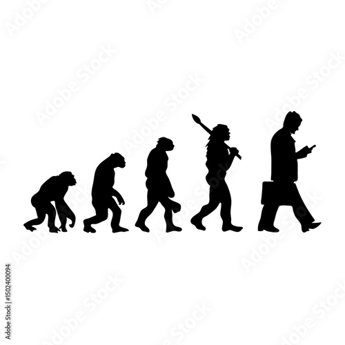 Human evolution silhouette concept. Darwin theory cartoon vector illustration