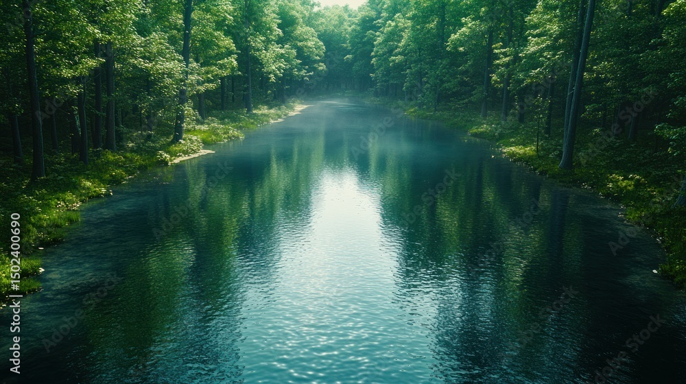 Obraz premium Serene forest river