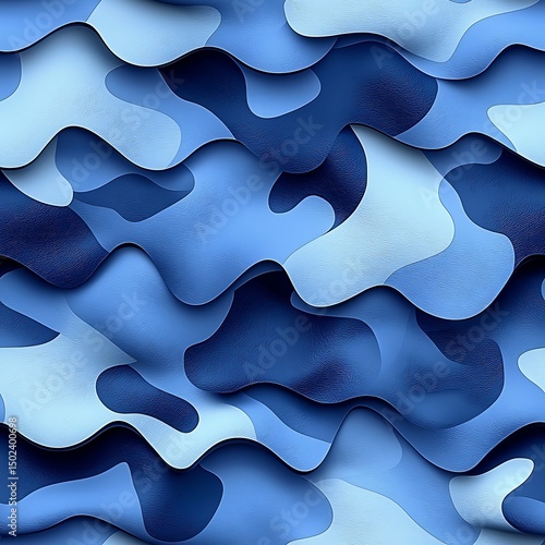 Wavy cascading layers of blue hues