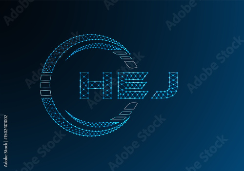 HEJ low poly letter logo vector design. HEJ lower poly logo design.