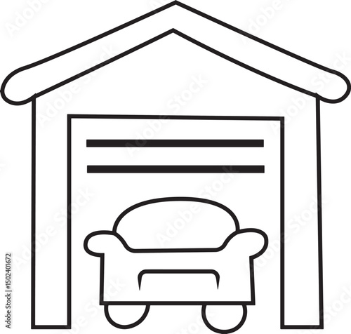 Car icon vector illustration with office and home furniture symbols
