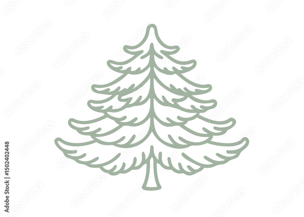 Minimalist White Spruce Tree Line Art Minimalist White Spruce Tree Line Art