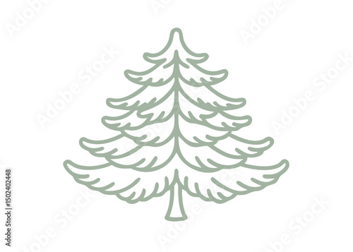 Minimalist White Spruce Tree Line Art