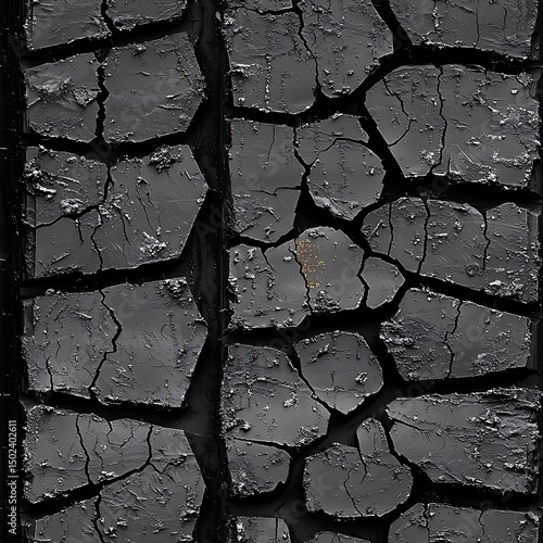 Worn tire treads with complex fissures
