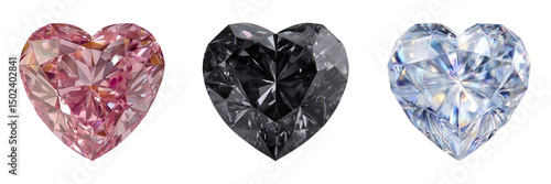Png heart diamond set y2k isolated on transparent background
