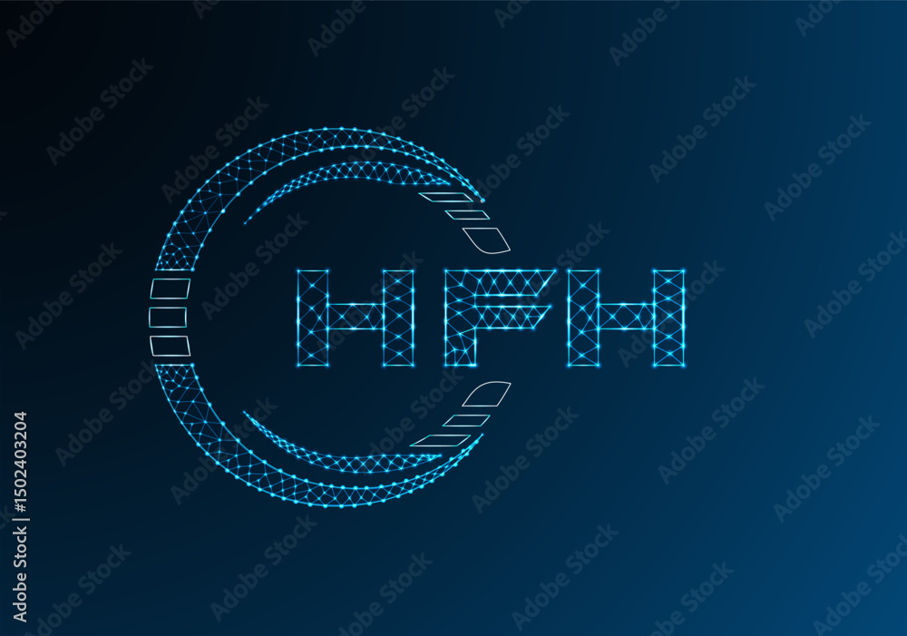 Naklejka premium HFH low poly letter logo vector design. HFH lower poly logo design.