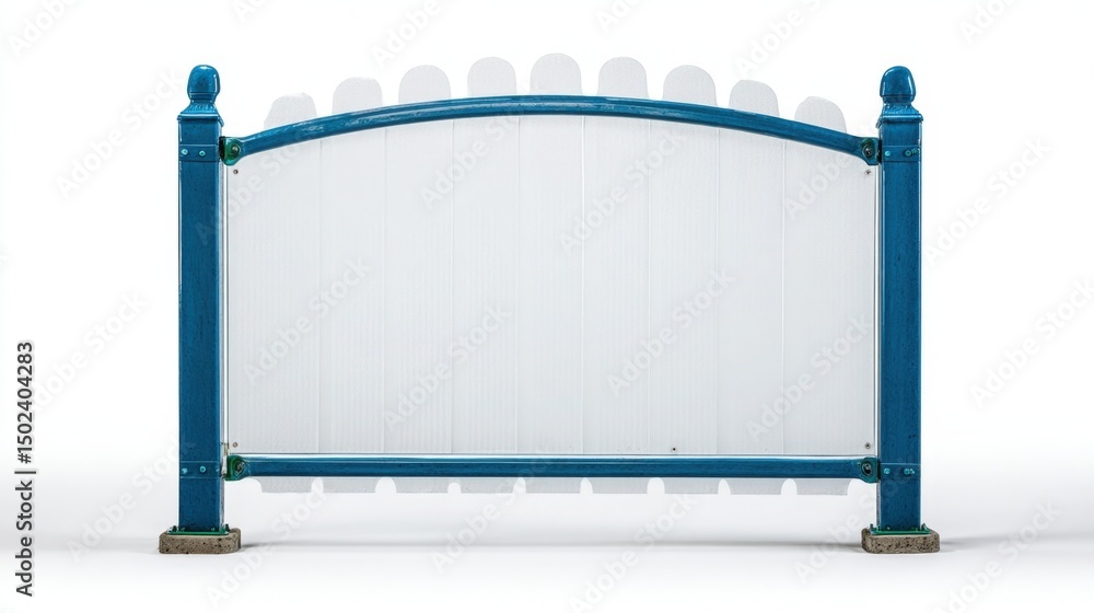 Obraz premium Modern Blue Glass Fence on White Background. Generative AI