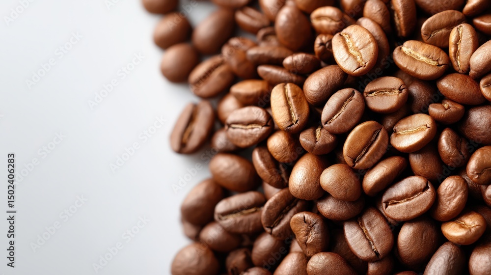 Fototapeta premium Pile of coffee beans on a white background