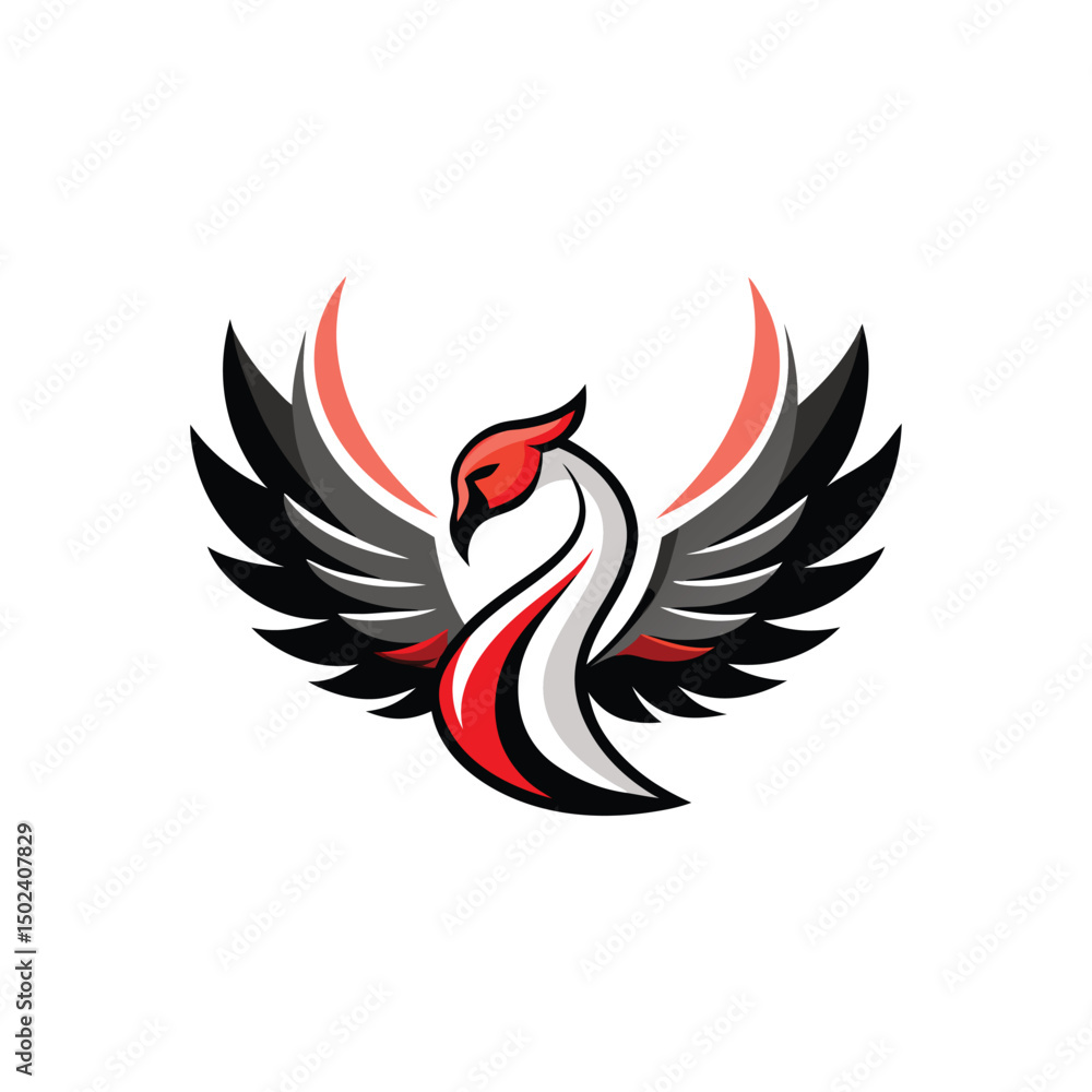 Obraz premium Flat and Minimal Swans in Flight logo vector illustration isolated on white background