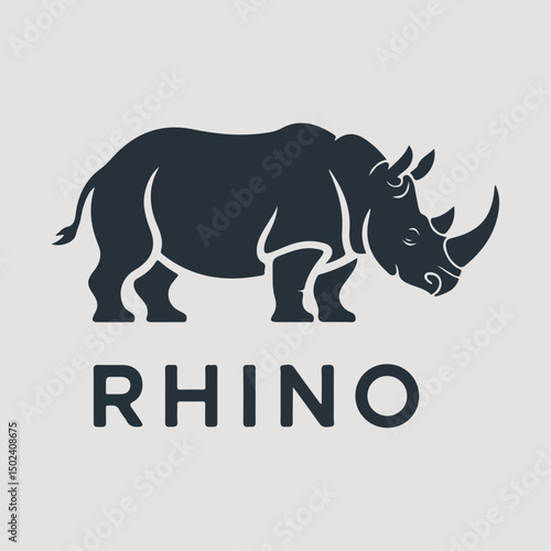 Minimalist Rhino Logo Vector in Elegant 2D Style