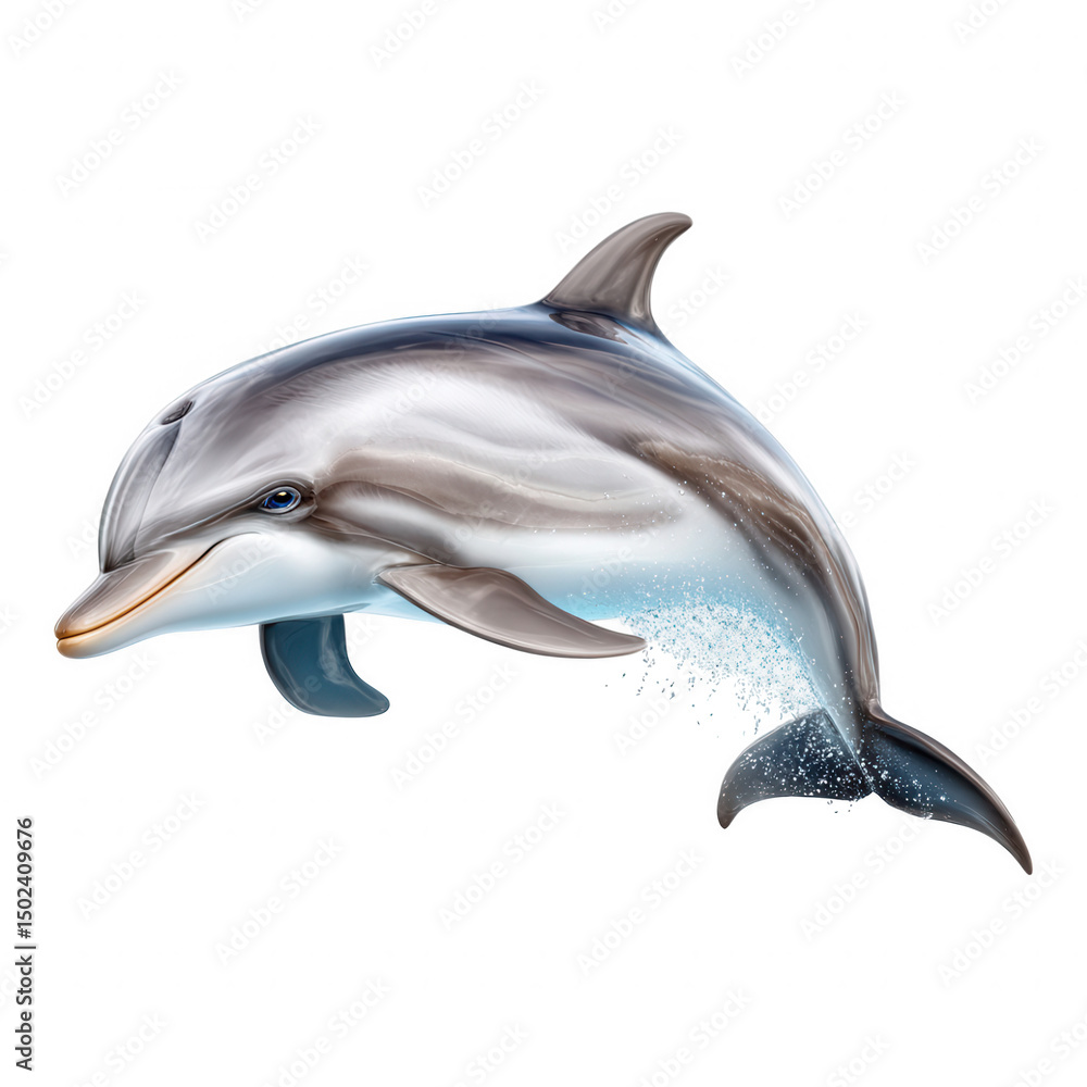Fototapeta premium A Graceful Dolphin Leaping from the Ocean Waters a Stunning Marine Mammal Image