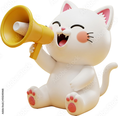 3D Rendering of Cat with Megaphone