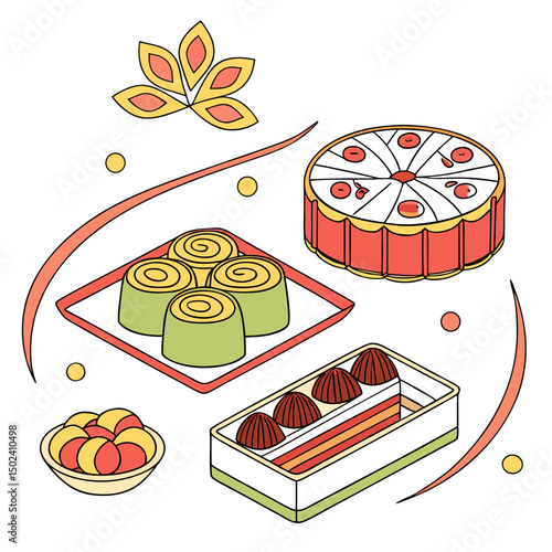 Sweet Dessert Table Display with Cake Rolls and Chocolate Candies