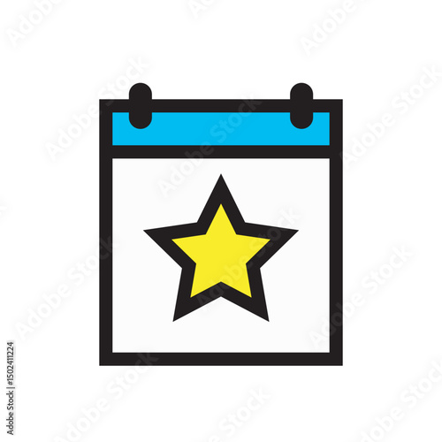Vector illustration of a calendar with a star, signifying an important or special day. Great for event reminders or milestones.